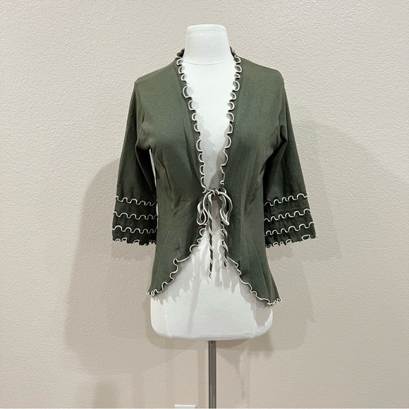 Laura Hlavac Olive Ruffled Cardigan Duster Size Small - Picture 10 of 13